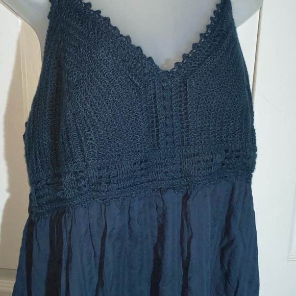 Old Navy NEW Blue Sz Large Crochet Spaghetti Strap Cotton Maxi Dress  AA19 - Picture 4 of 8